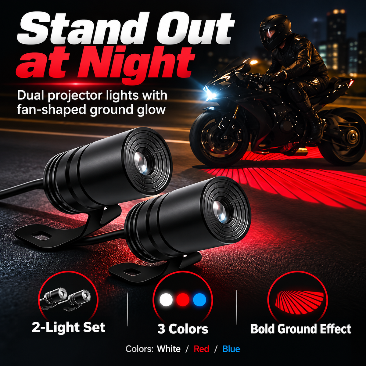 🏍️ Angel Wing Motorcycle Ground Projection Light Kit - Dual LED Lights ✨