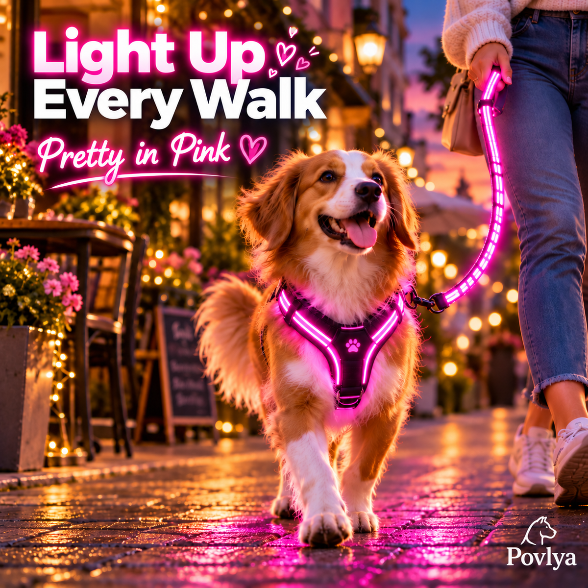 🐾 LED Light-Up Dog Harness & Leash Set 🌙 Keep Your Pup Visible After Dark!