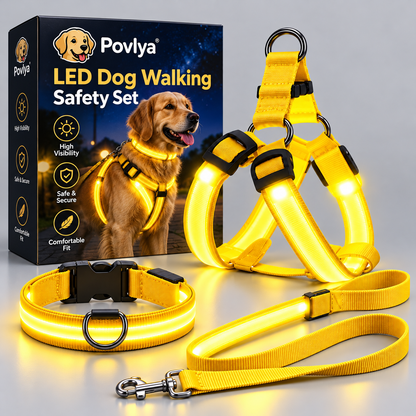 🐾 LED Light-Up Dog Harness & Leash Set 🌙 Keep Your Pup Visible After Dark!