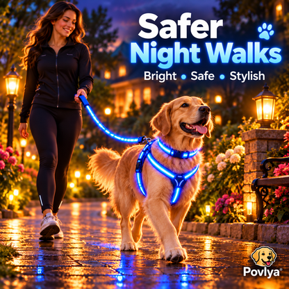 🐾 LED Light-Up Dog Harness & Leash Set 🌙 Keep Your Pup Visible After Dark!