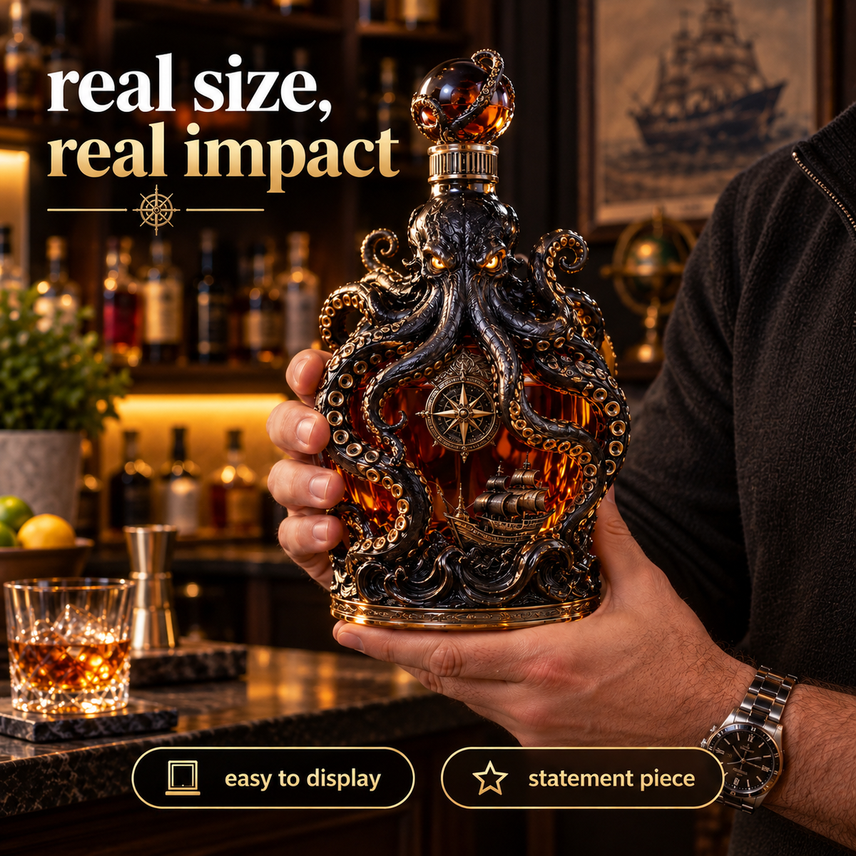 🐙 Kraken Nautical Whiskey Decanter – Legend of the Deep ⚓