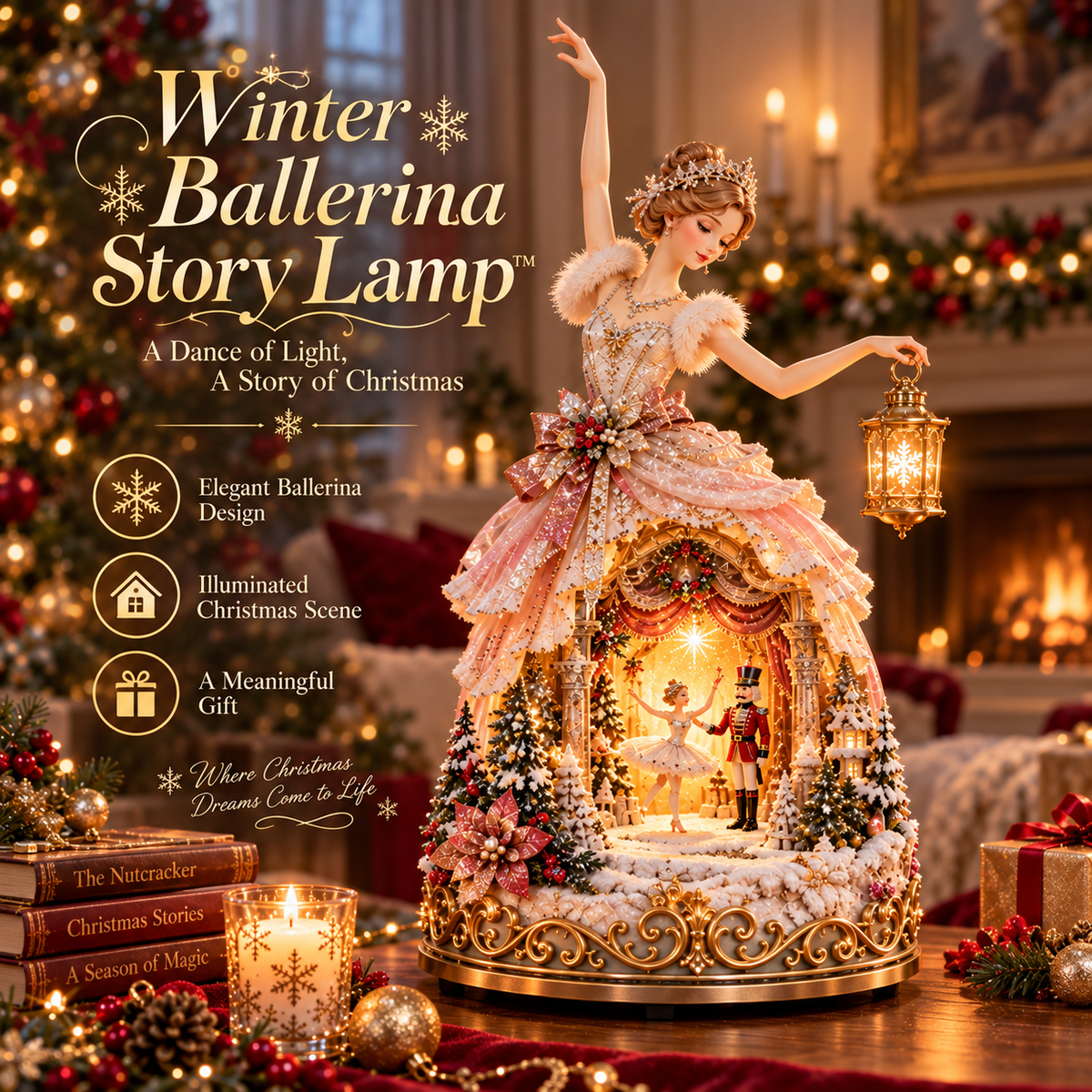 🔥LAST DAY 49% OFF 🩰  Winter Ballerina Story Lamp™ – Lighted Nutcracker Christmas Tabletop Decor