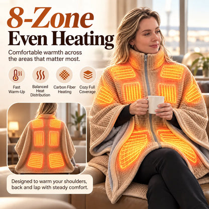 🎁USB Heated Blanket Shawl - 8-Zone Carbon Fiber Heating Throw