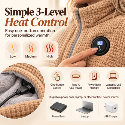 🎁USB Heated Blanket Shawl - 8-Zone Carbon Fiber Heating Throw