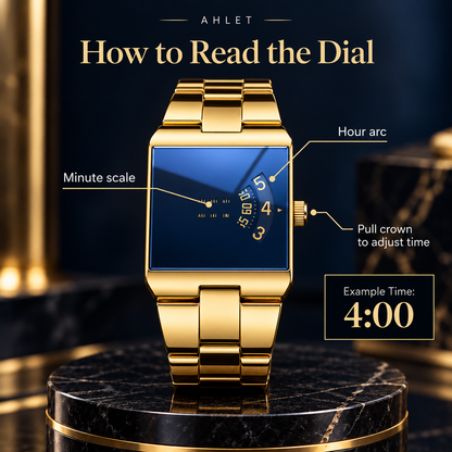 Men’s Gold-Tone Square Quartz Watch | Business Casual Style