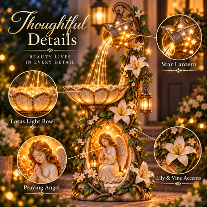 🔥 Last Day 49% OFF👼✨ Angel Starlight Garden Fountain – Faith-Inspired Lighted Outdoor Decor