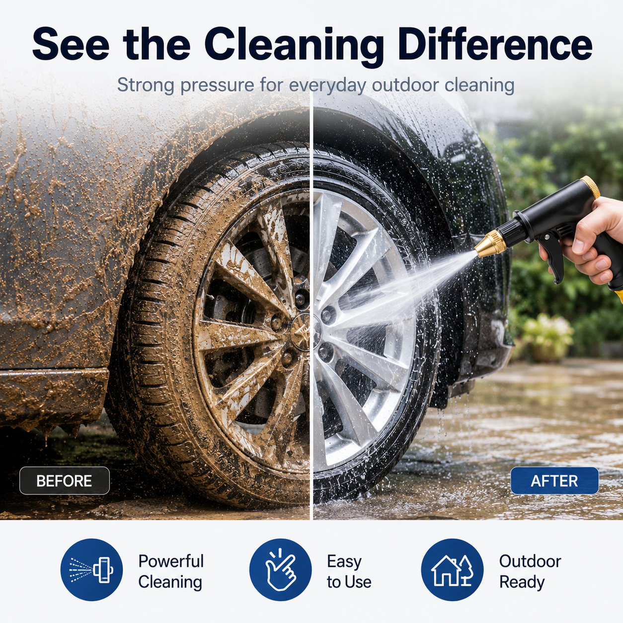 🚀Save 50% Today 💦 Portable High-Pressure Water Sprayer – Adjustable Jet for Cars, Patios & Gardens