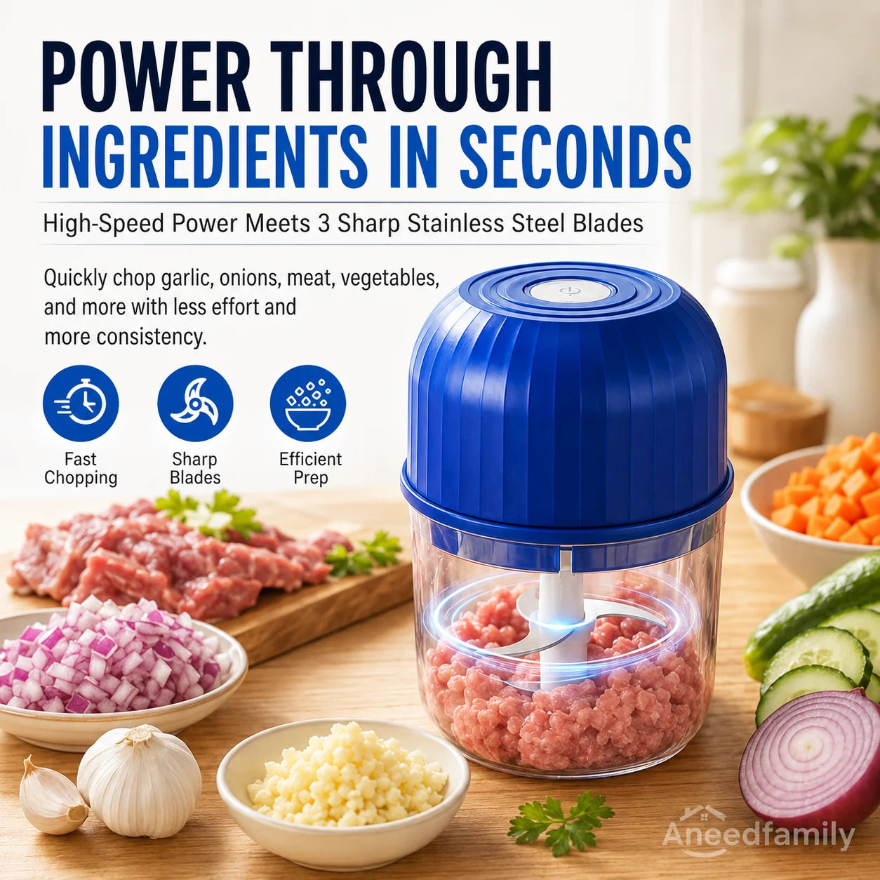 🔥 48% OFF Cordless Mini Food Chopper ⚡ One-Touch Prep for Garlic, Veggies & More