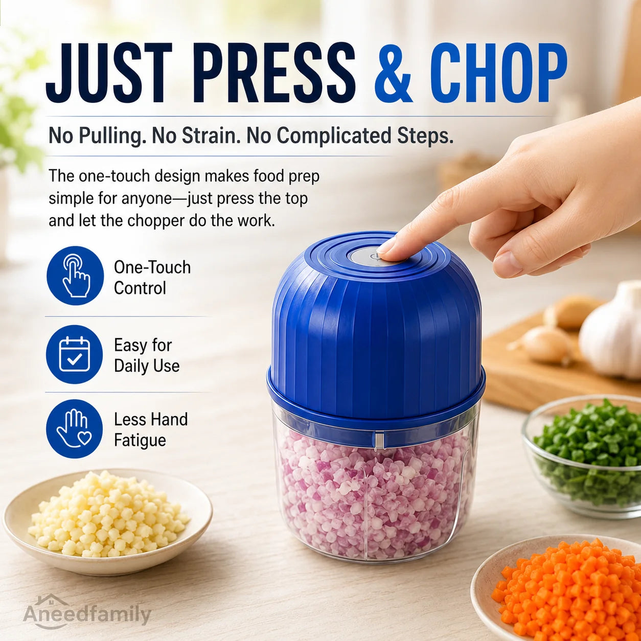 🔥 48% OFF Cordless Mini Food Chopper ⚡ One-Touch Prep for Garlic, Veggies & More
