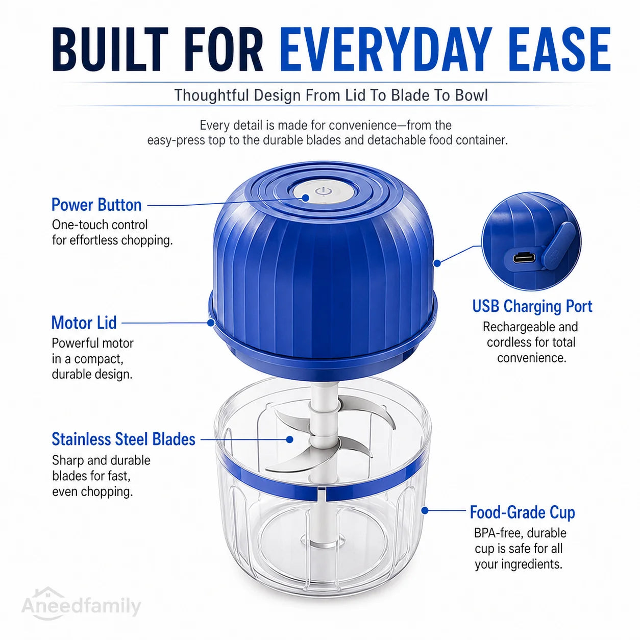 🔥 48% OFF Cordless Mini Food Chopper ⚡ One-Touch Prep for Garlic, Veggies & More