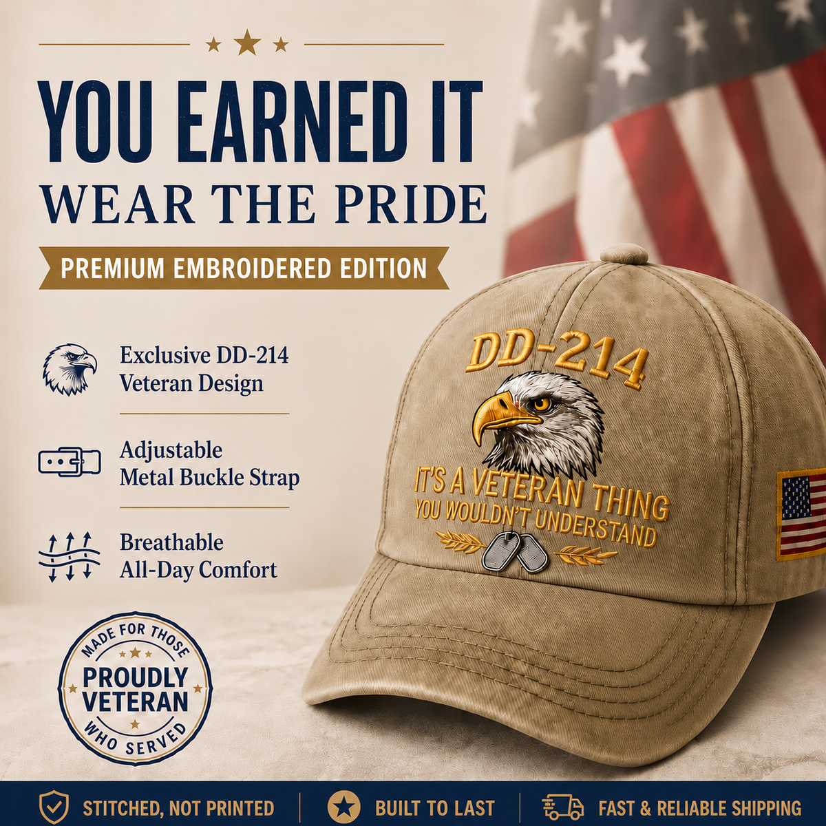 🎖️ DD-214 Veteran Pride Embroidered Baseball Cap with Commemorative Honor Coin 🦅