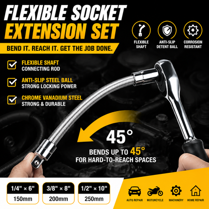 🔥 49% OFF Flexible Universal Wrench Socket 🔧 1/4", 3/8" & 1/2"