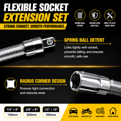 🔥 49% OFF Flexible Universal Wrench Socket 🔧 1/4", 3/8" & 1/2"
