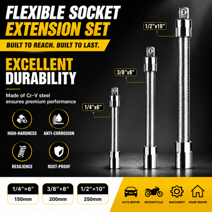🔥 49% OFF Flexible Universal Wrench Socket 🔧 1/4", 3/8" & 1/2"