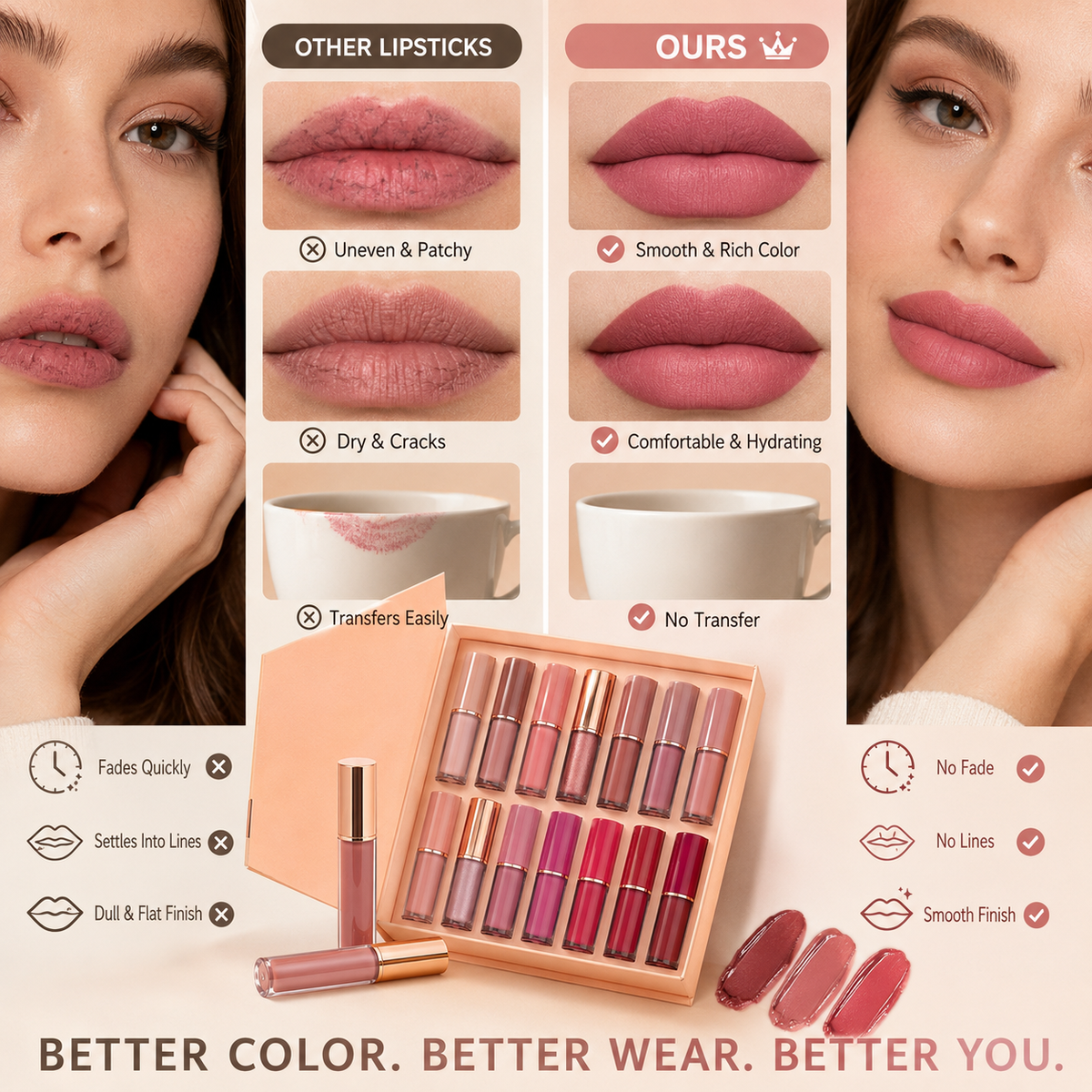 💄 49% OFF 12-Piece Liquid Lipstick Set ✨ Matte Pearlescent Gift Collection