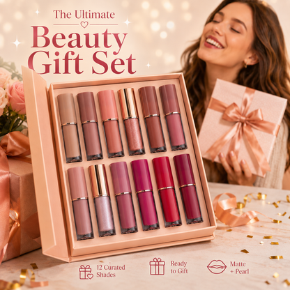 💄 49% OFF 12-Piece Liquid Lipstick Set ✨ Matte Pearlescent Gift Collection