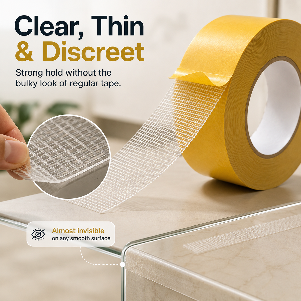 🔥 50% OFF Reinforced Double-Sided Mesh Tape – Strong Hold, Clean Removal