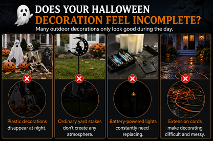 🔥🎃 Solar Black Cat Moon Pumpkin Outdoor Stake Light Transform Your Yard Into A Magical Halloween Wonderland