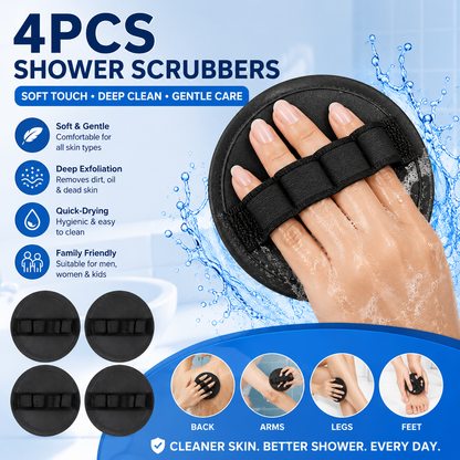 🚿 4PCS Soft Rubber Shower Scrubber Set – Gentle Body Exfoliating Brush