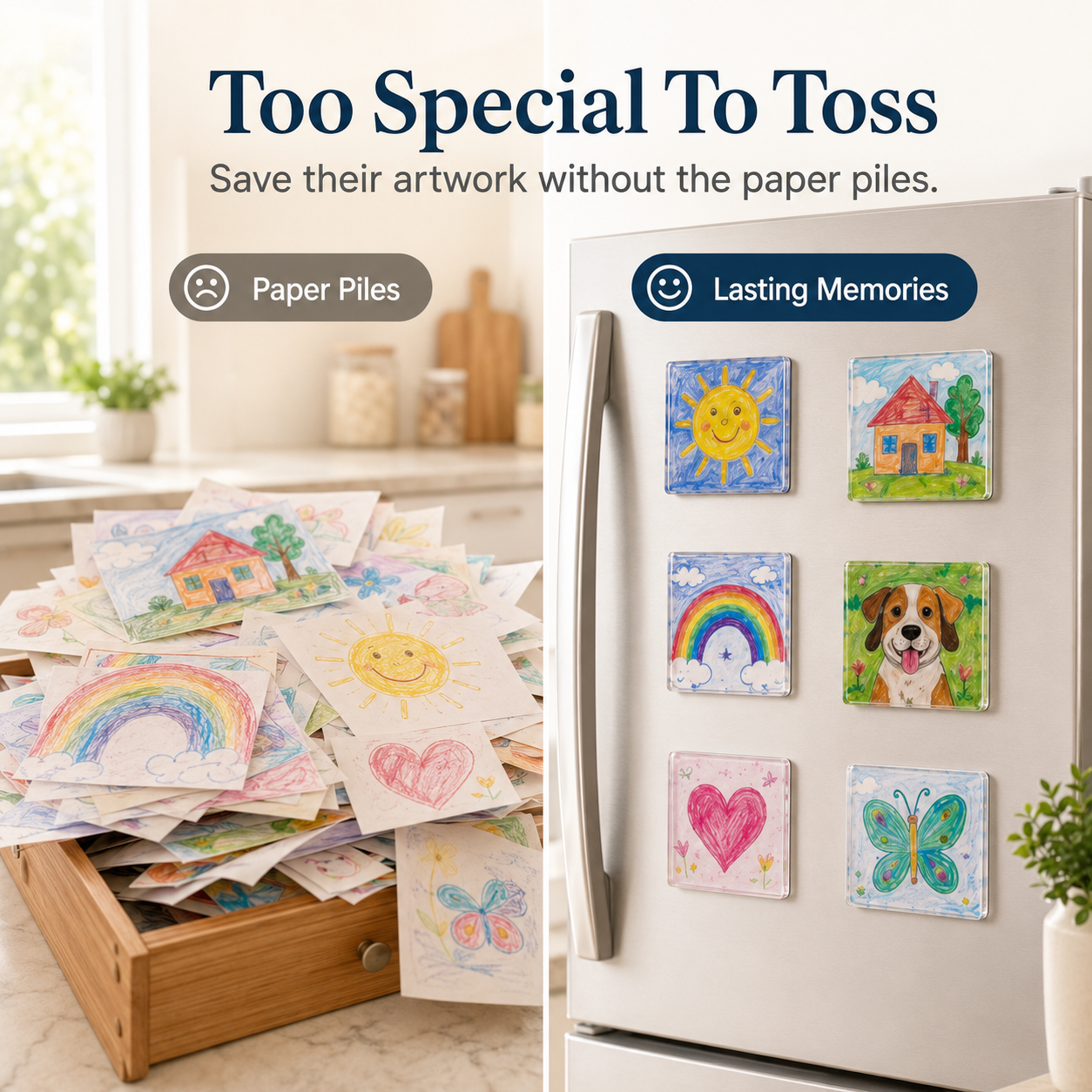 🎨 Kids’ Artwork Fridge Magnet Frames 🧲 Turn Drawings Into Keepsakes 💛