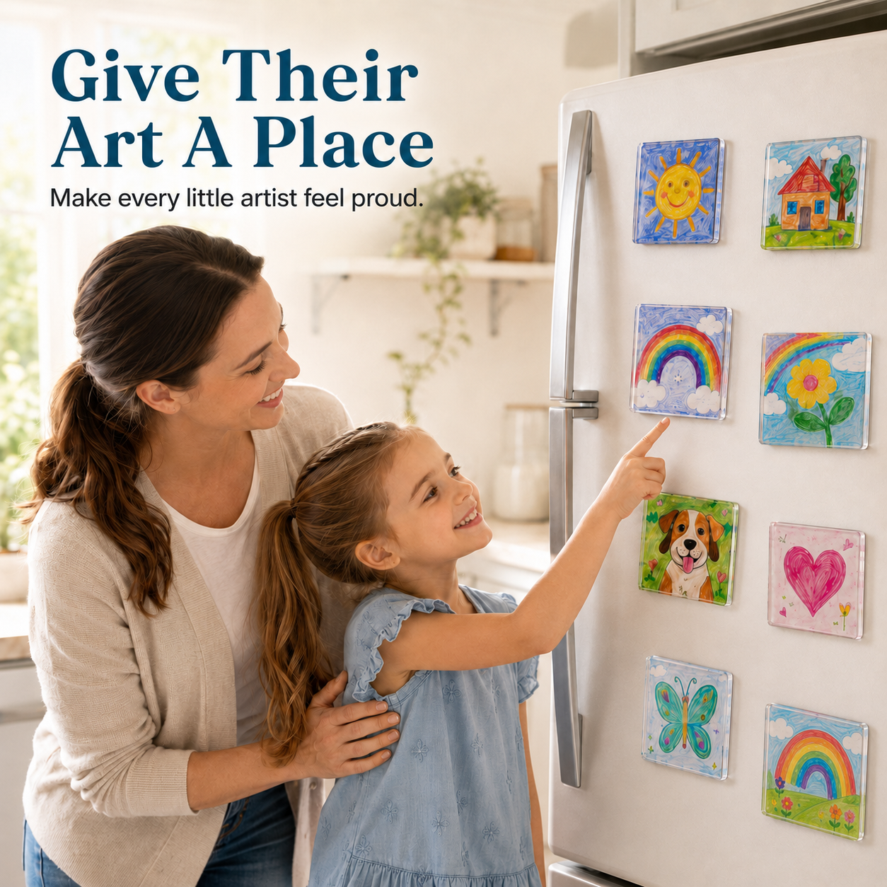🎨 Kids’ Artwork Fridge Magnet Frames 🧲 Turn Drawings Into Keepsakes 💛
