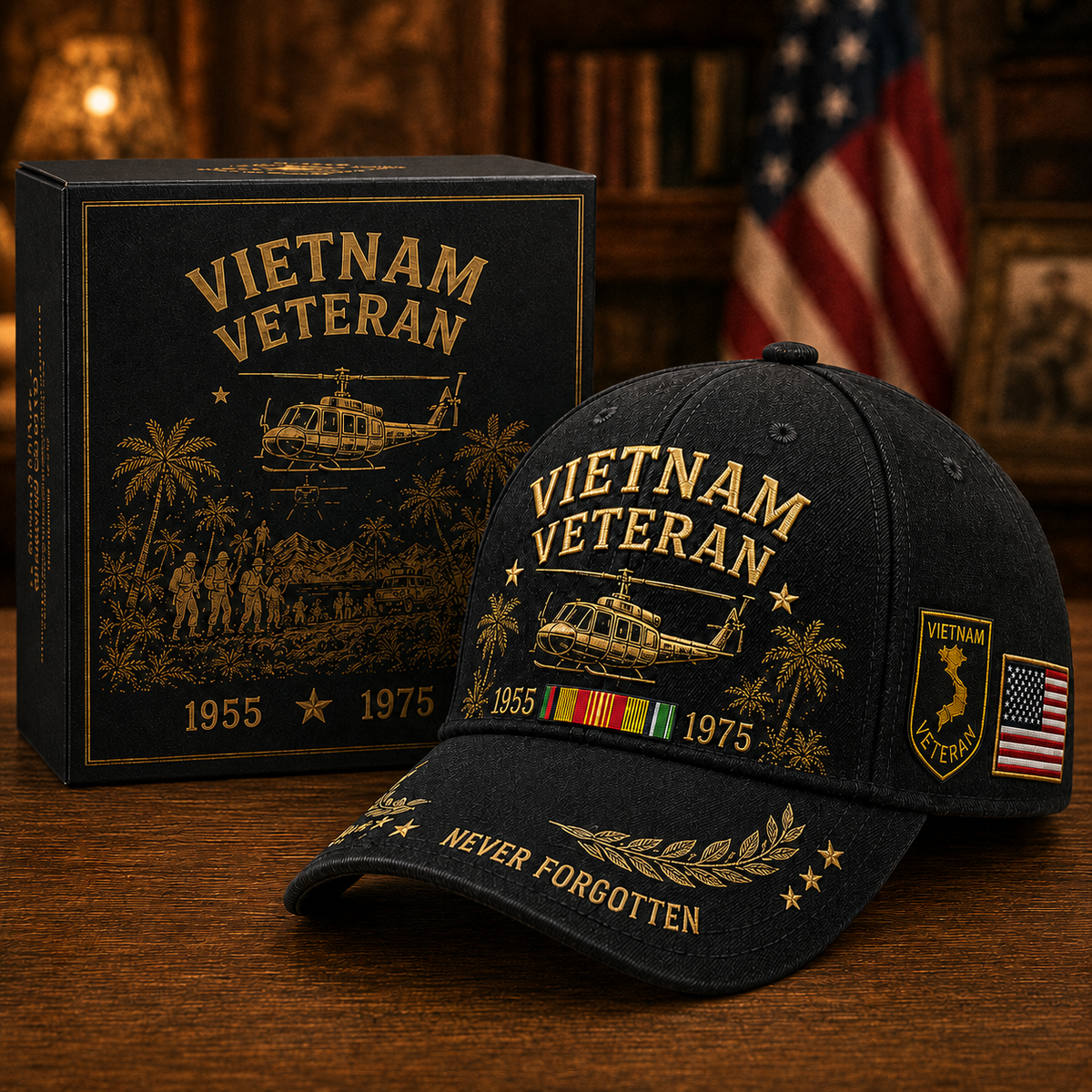 🎖️ Vietnam Veteran 1955–1975 Commemorative Memorial Embroidered Tribute Cap 🇺🇸