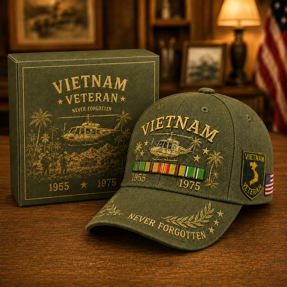 🎖️ Vietnam Veteran 1955–1975 Commemorative Memorial Embroidered Tribute Cap 🇺🇸