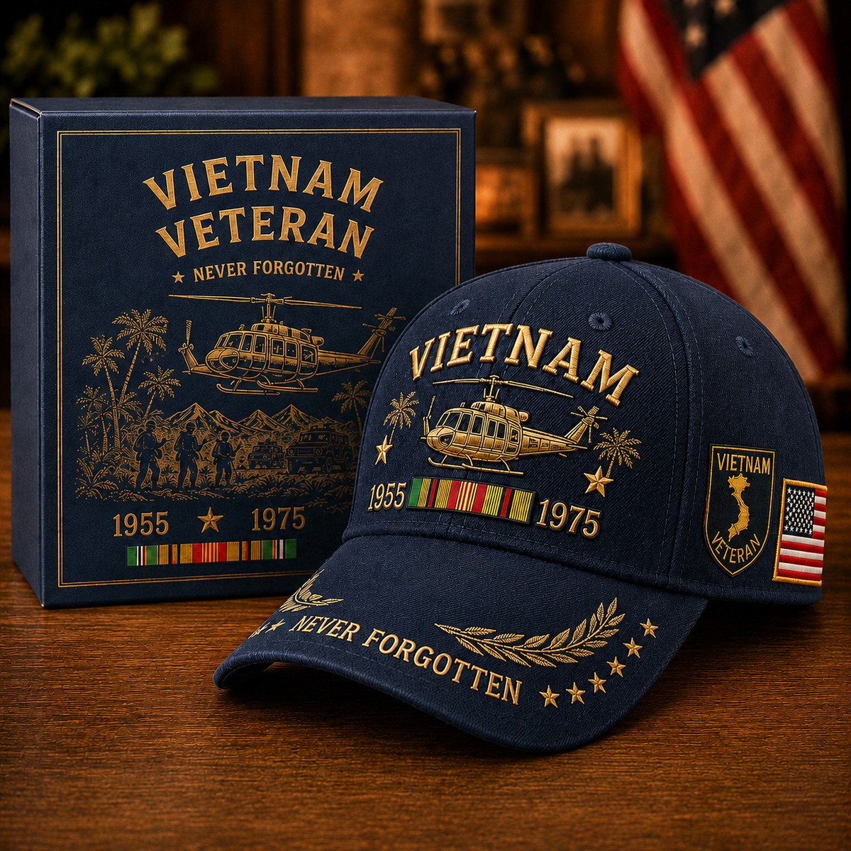 🎖️ Vietnam Veteran 1955–1975 Commemorative Memorial Embroidered Tribute Cap 🇺🇸