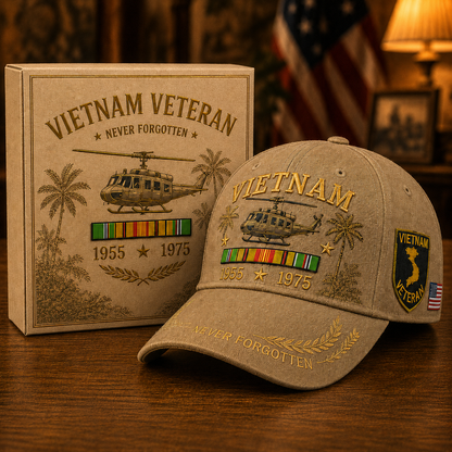 🎖️ Vietnam Veteran 1955–1975 Commemorative Memorial Embroidered Tribute Cap 🇺🇸