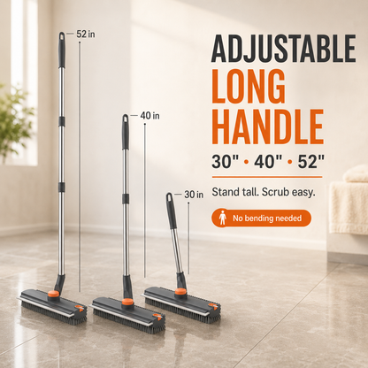 🔥 49% OFF 3-in-1 Long Handle Floor Scrub Brush 🧹 Scrub, Squeegee & Grab Hair