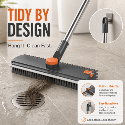 🔥 49% OFF 3-in-1 Long Handle Floor Scrub Brush 🧹 Scrub, Squeegee & Grab Hair