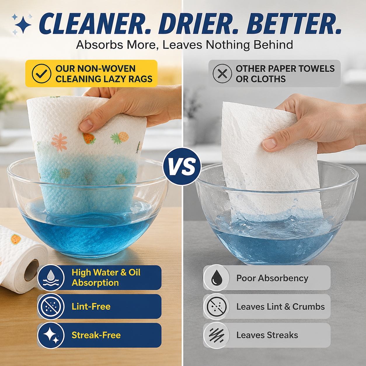 🔥 49% OFF Reusable Cleaning Cloth Roll 🧼 Washable, Absorbent & Lint-Free
