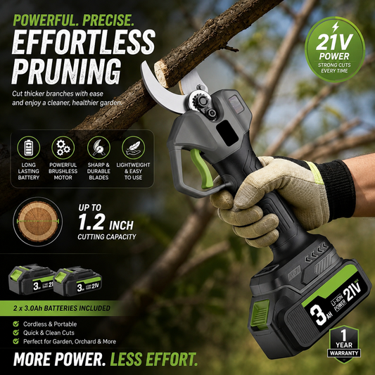 🌿 50% OFF New Black Edition Cordless Electric Pruning Shears – Prune More, Strain Less
