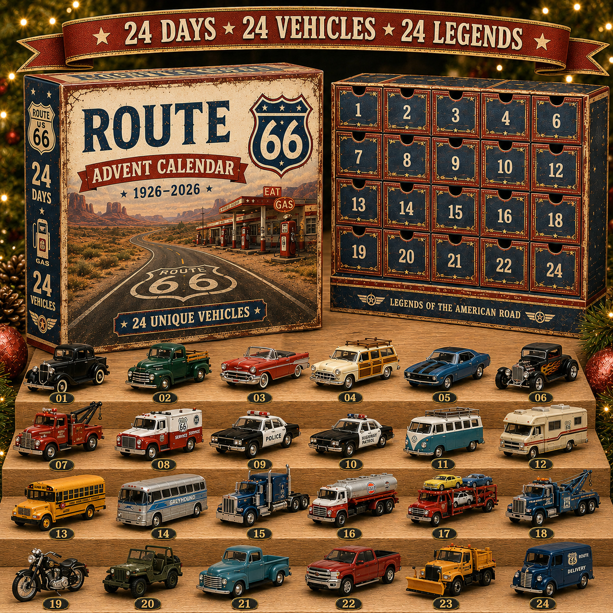 🎄 50% OFF 24-Day Classic Car Advent Calendar 🚗 24 Mini Vehicles to Collect