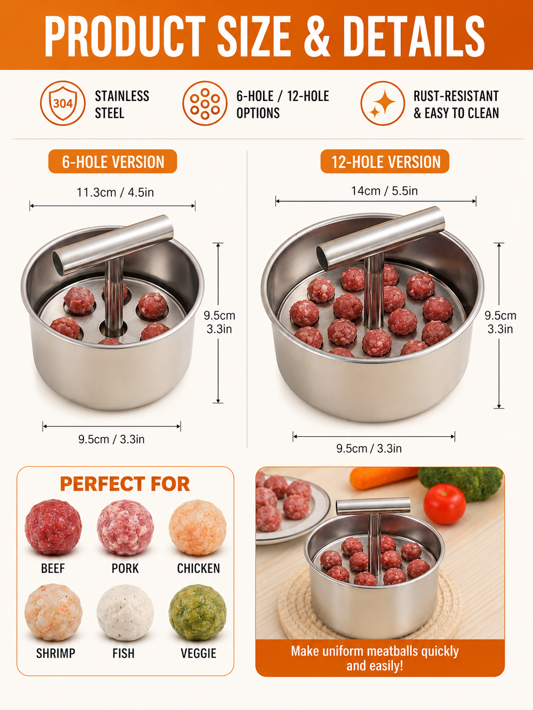🍳 Kitchen Deal ✨ Stainless Steel Manual Dumpling & Fish Ball Maker for Quick, Easy Homemade Meals