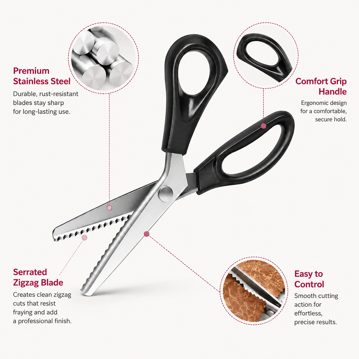 ✂️ 50% OFF Stainless Steel Zig Zag Scissors 🔥 Clean Decorative Cuts for DIY Crafts