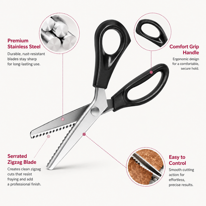 ✂️ 50% OFF Stainless Steel Zig Zag Scissors 🔥 Clean Decorative Cuts for DIY Crafts
