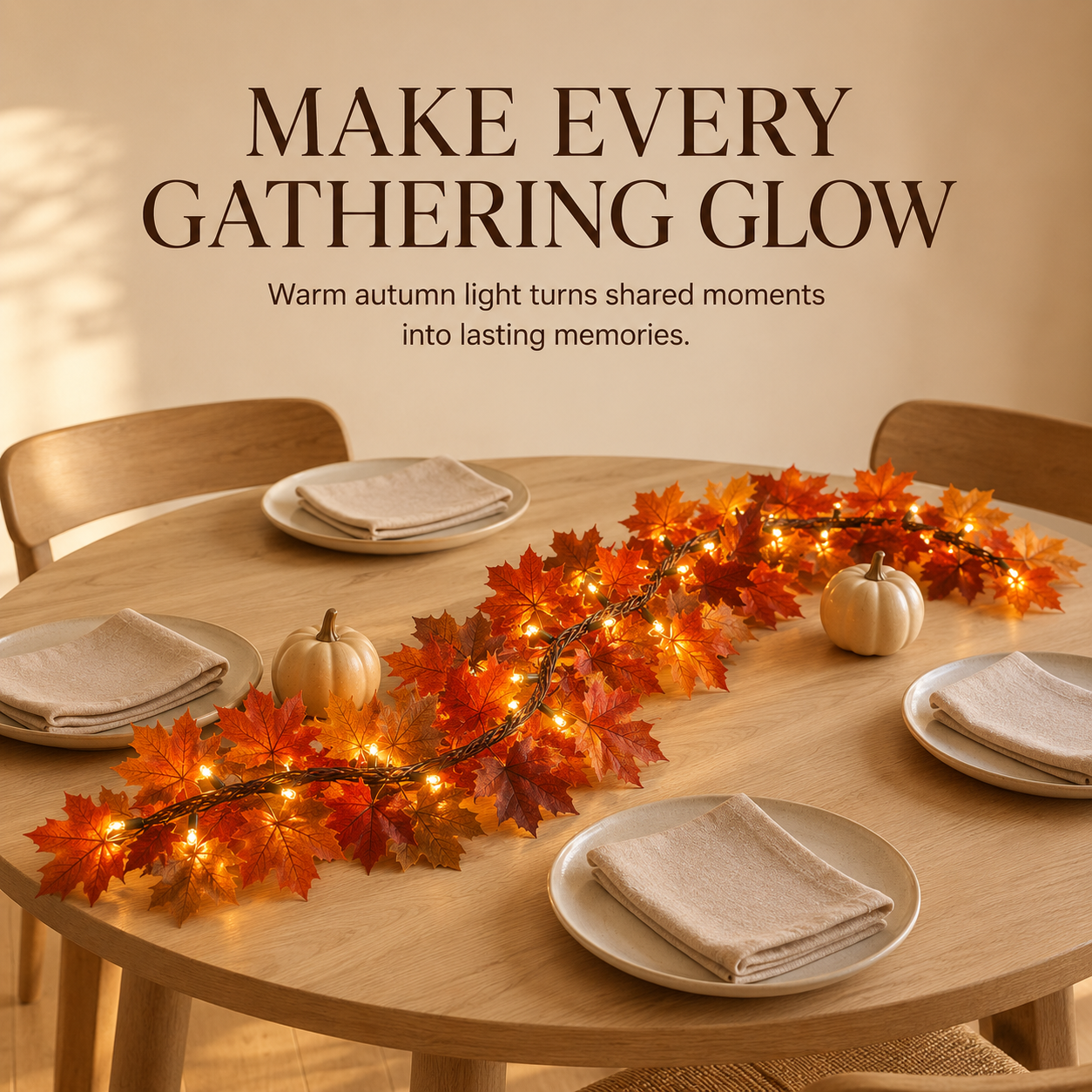 🍂 50% OFF Lighted Fall Maple Leaf Garland ✨ Cozy Autumn Glow for Mantels & Doorways