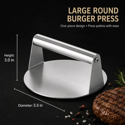 🍖 50% OFF Heavy-Duty Stainless Steel Meat Press for Faster, Even Cooking 🔥