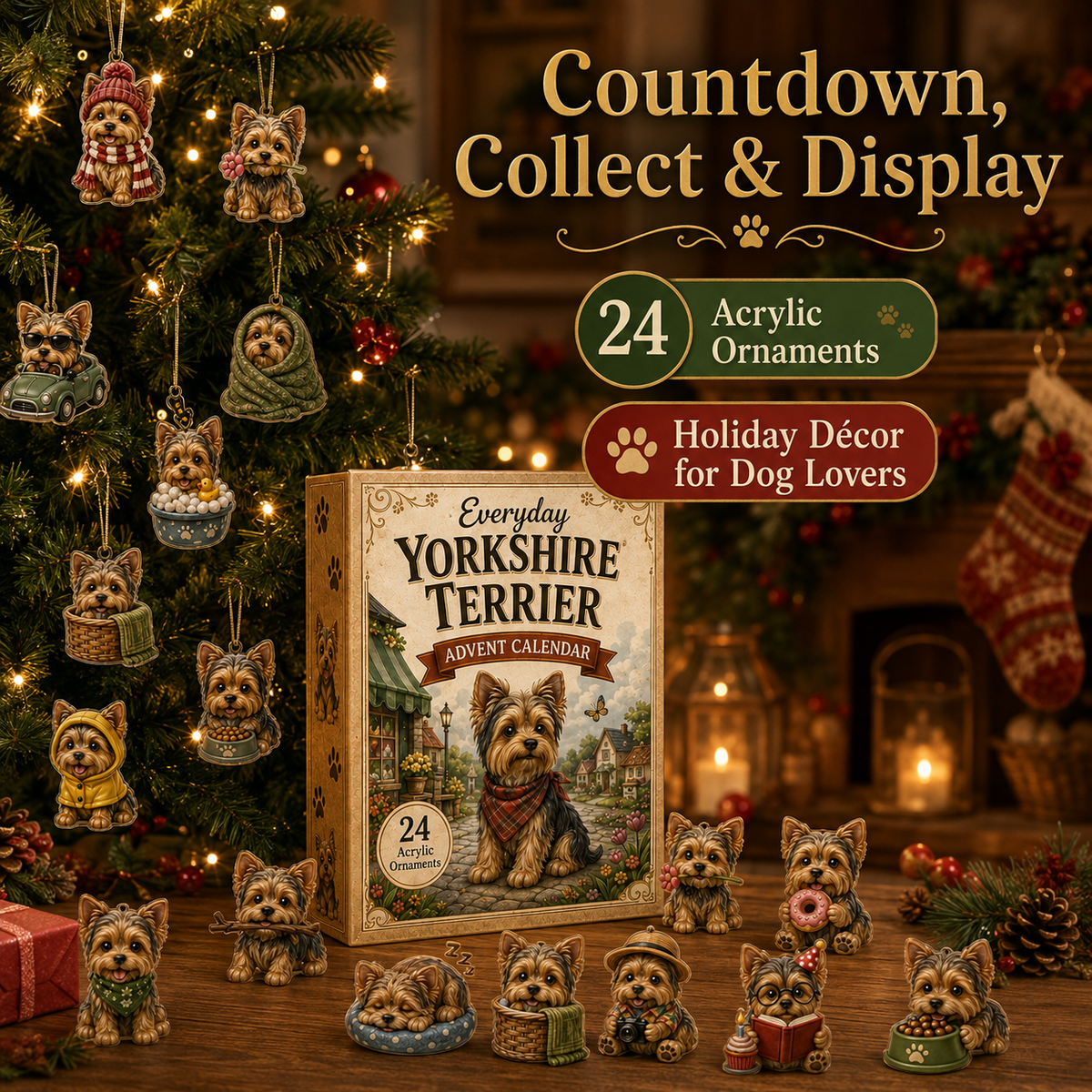🎄 50% OFF Yorkshire Terrier Advent Calendar 2026 🐾 24-Day Yorkie Collectible Countdown