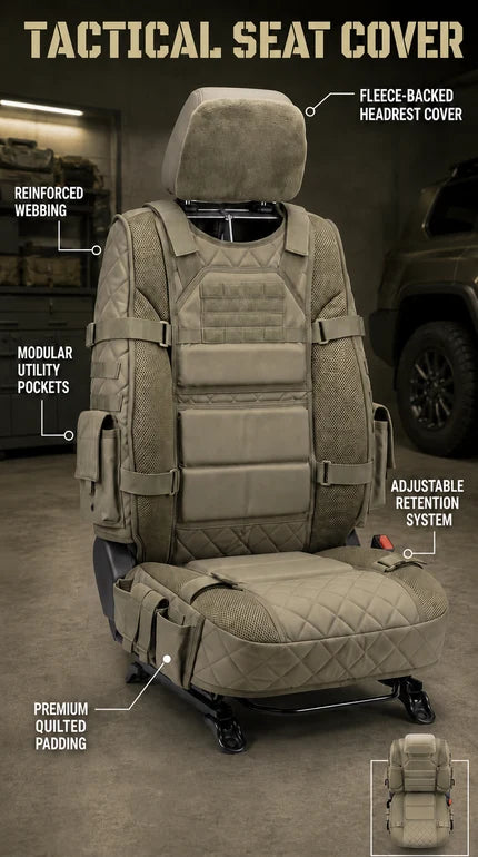 Tactical MOLLE Car Seat Cover Organizer – Rugged Protection & Smart Storage