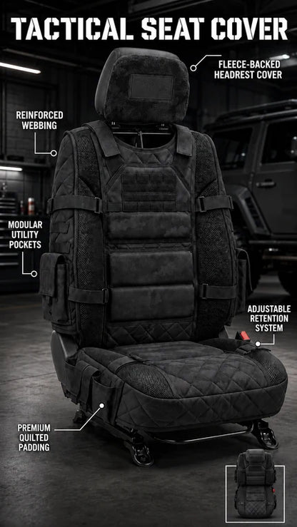 Tactical MOLLE Car Seat Cover Organizer – Rugged Protection & Smart Storage