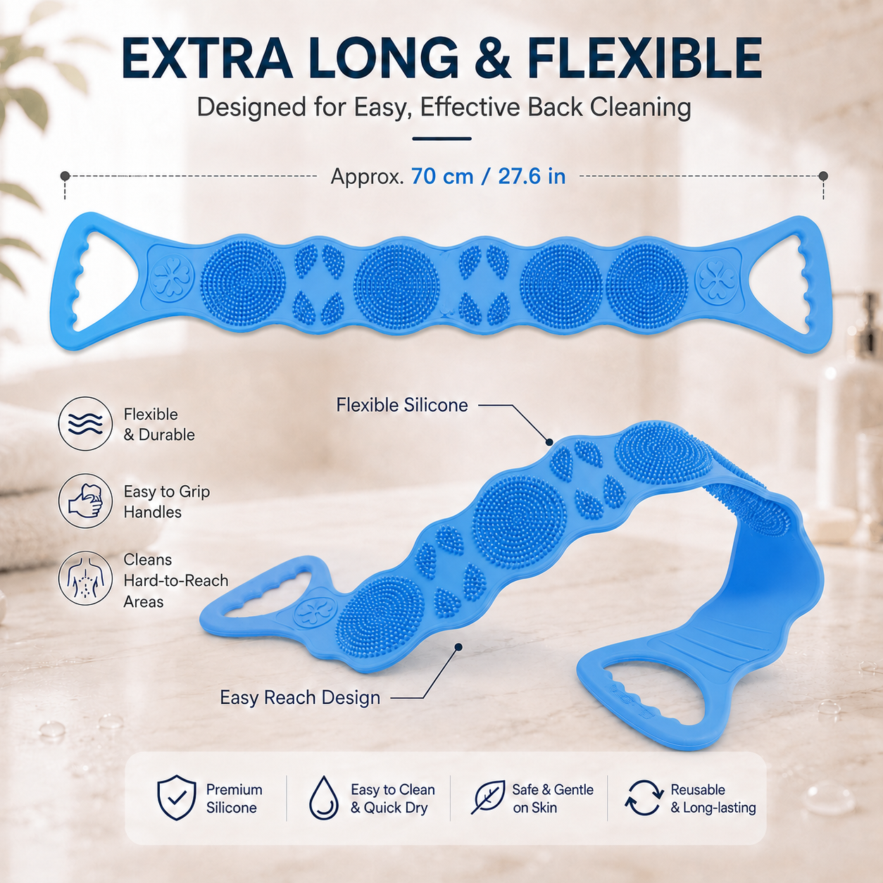 🙌 50% OFF 4-Pack Long Back Washing Straps with Double-Sided Body Care Design 🛁