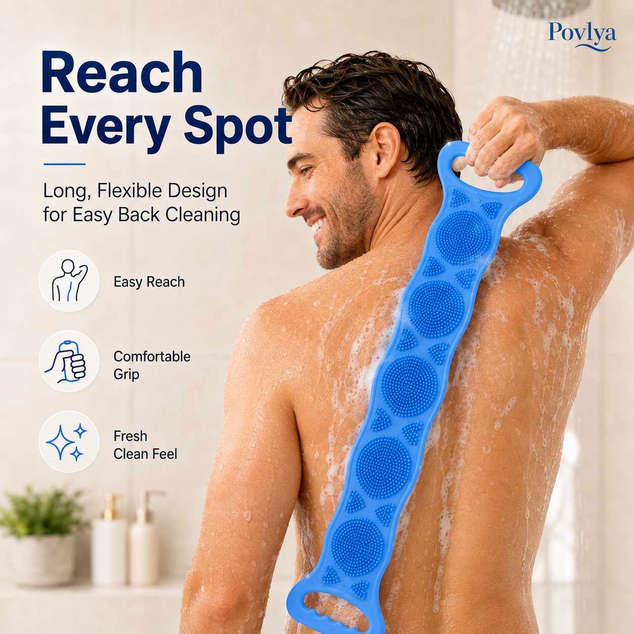 🔥49% OFF 3-Piece Extra-Long Silicone Back Scrubber Set 🫧 Easy Reach & Deep Clean