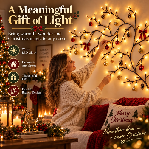 ✨ Flexible LED Branch Lights | Remote-Controlled Holiday Wall Decor(📦Buy 2 Free Shipping)