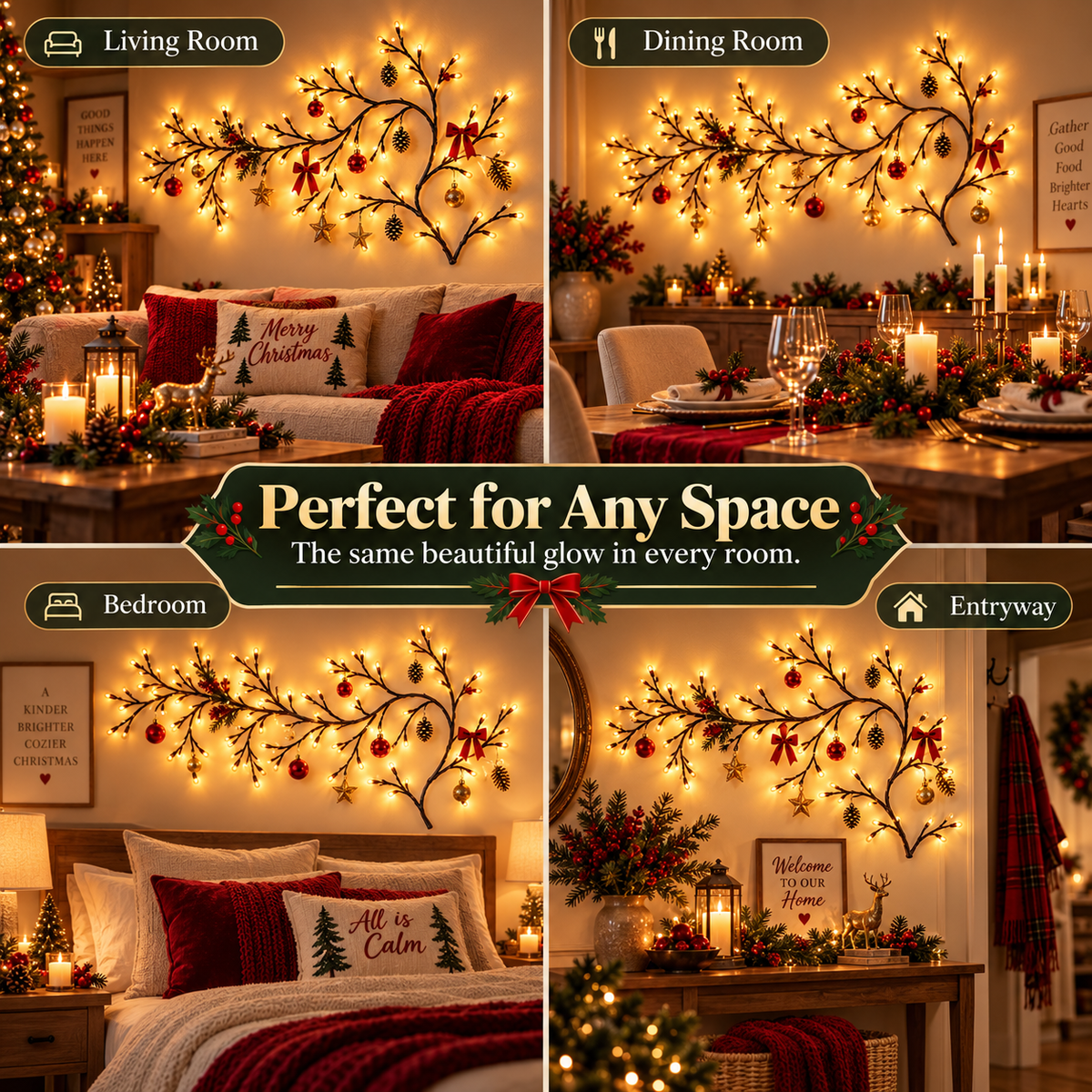 ✨ Flexible LED Branch Lights | Remote-Controlled Holiday Wall Decor(📦Buy 2 Free Shipping)