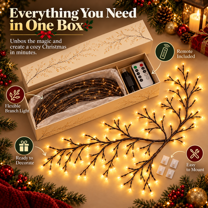 ✨ Flexible LED Branch Lights | Remote-Controlled Holiday Wall Decor(📦Buy 2 Free Shipping)