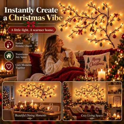 🎄 Flexible Christmas Vine Branch Wall Lights with 8 Modes & Remote Control ✨