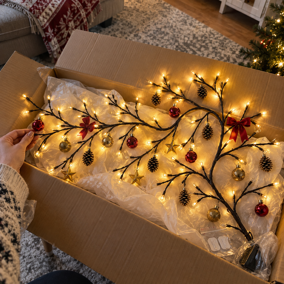 ✨ Flexible LED Branch Lights | Remote-Controlled Holiday Wall Decor(📦Buy 2 Free Shipping)