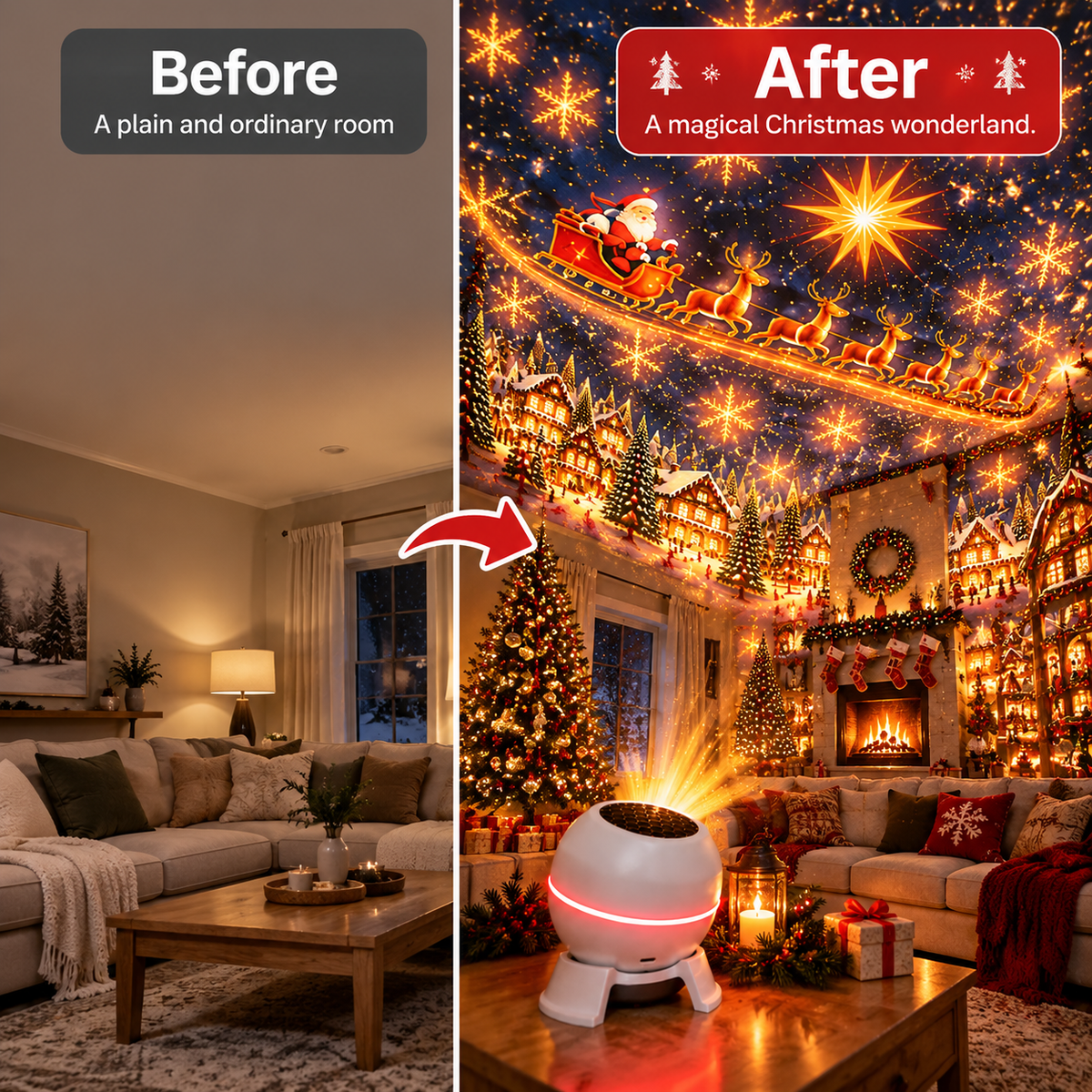 🎅 Turn Any Room Into a Christmas Wonderland – Holiday Projection Night Light